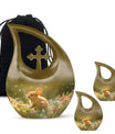 Golden Bunny Memorial Urn For Ashes - Rabbit Urns Funeral Large Urns