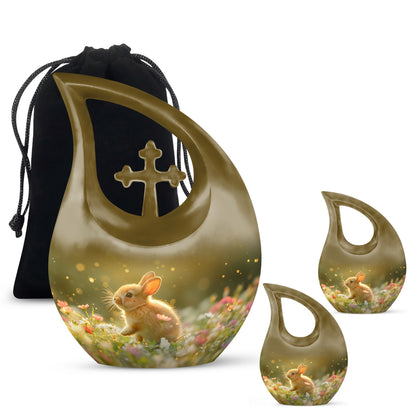 Personalized Rabbit Memorial Urn for Pet Ashes - 10-inch, 200 cu in - Yatskia