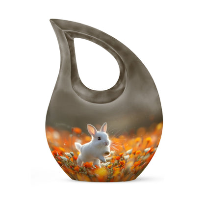 White Personalized Rabbit Cremation Urn for Pet Ashes - 10-inch, 200 cu in - Yatskia