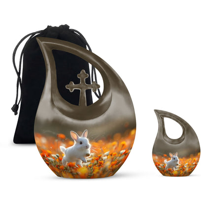 White Personalized Rabbit Cremation Urn for Pet Ashes - 10-inch, 200 cu in - Yatskia
