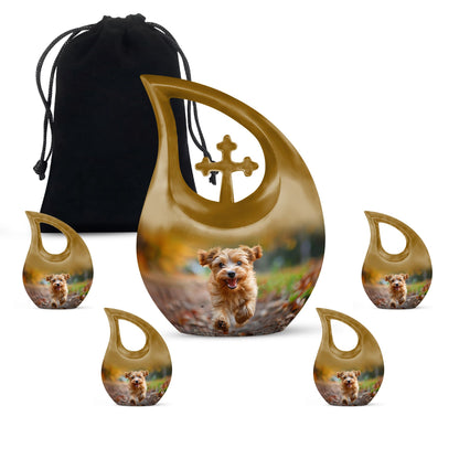 10 Inch Autumn Frolic Delight Urn with Cross Drop
