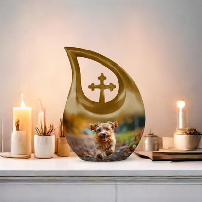 10 Inch Autumn Frolic Delight Urn with Cross Drop