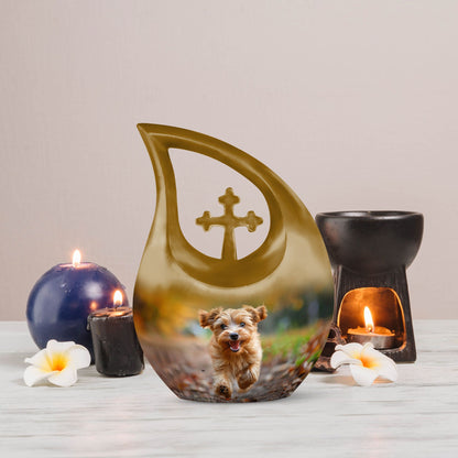 10 Inch Autumn Frolic Delight Urn with Cross Drop