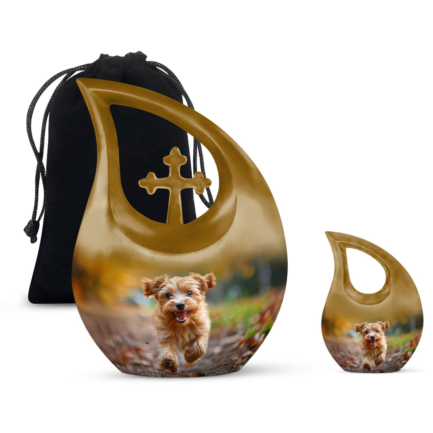 10 Inch Autumn Frolic Delight Urn with Cross Drop