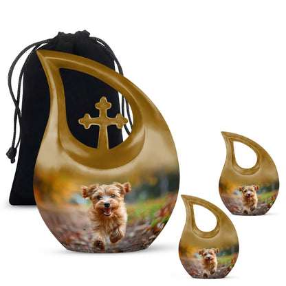 10 Inch Autumn Frolic Delight Urn with Cross Drop