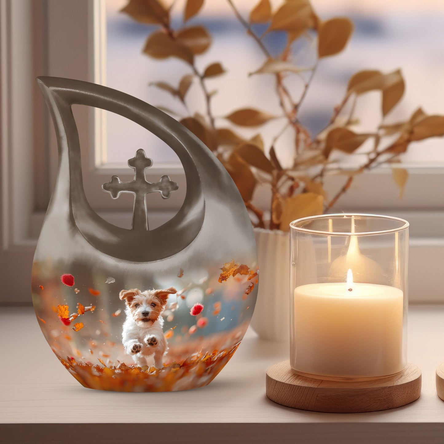 10-inch Harvest Pup Frolic Urn 