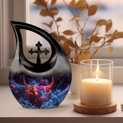 Cross Drop themed 10-inch Celestial Bull Majesty Urn 