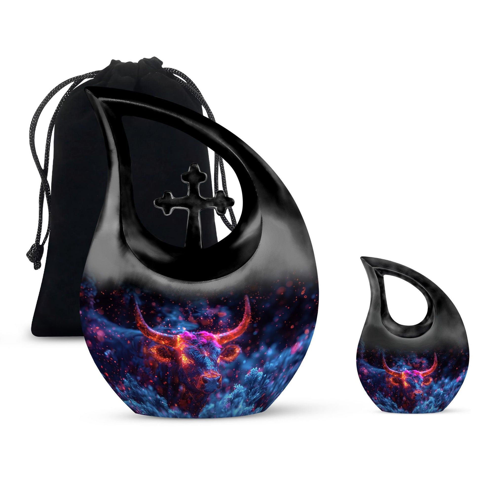 Cross Drop themed 10-inch Celestial Bull Majesty Urn 
