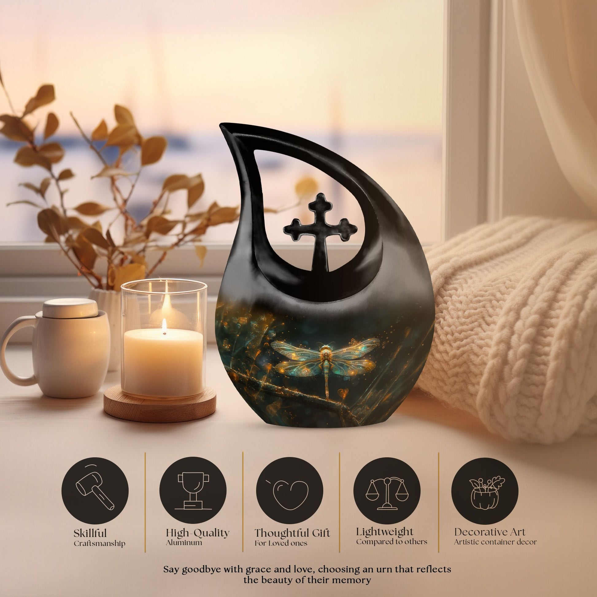 10-inch Amber Luminescence Glide Urn 