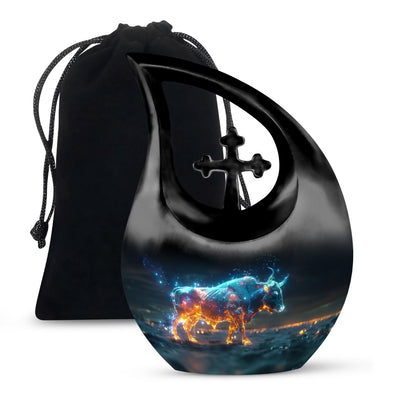 Stellar Taurus Glow Cross Drop design urn 