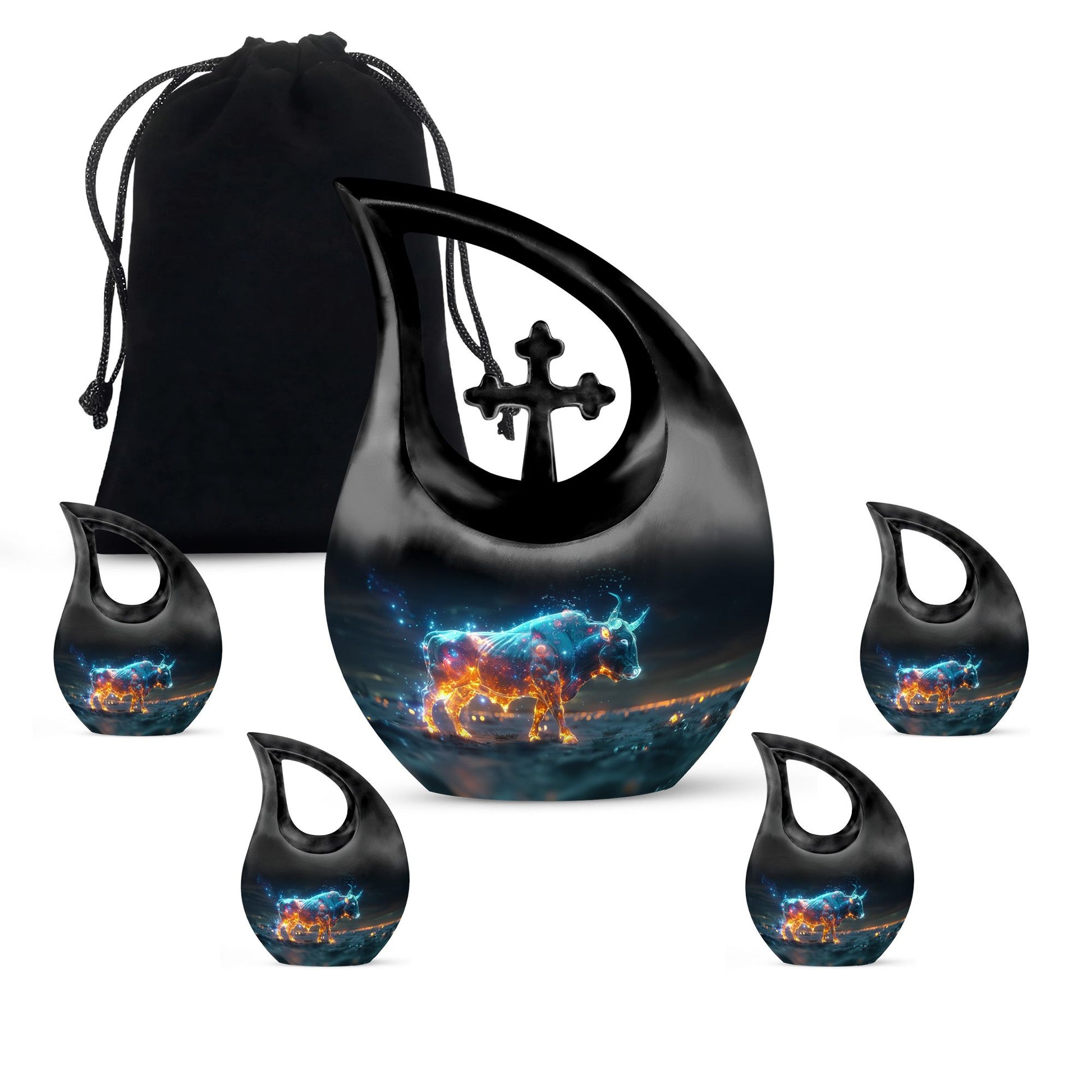 Stellar Taurus Glowing Urn - Bull Urn Memorial For Men & Women
