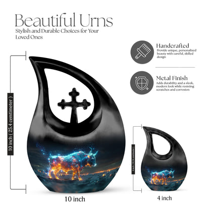 Stellar Taurus Glow Cross Drop design urn 