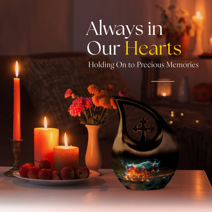 Stellar Taurus Glow Cross Drop design urn 