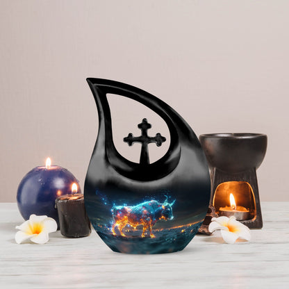 Stellar Taurus Glow Cross Drop design urn 