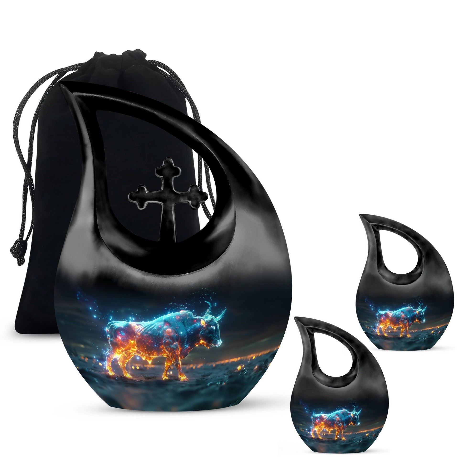 Stellar Taurus Glowing Urn - Bull Urn Memorial For Men & Women
