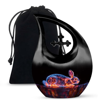 Illuminated Hare Aura urn with Cross Drop design, large and engravable