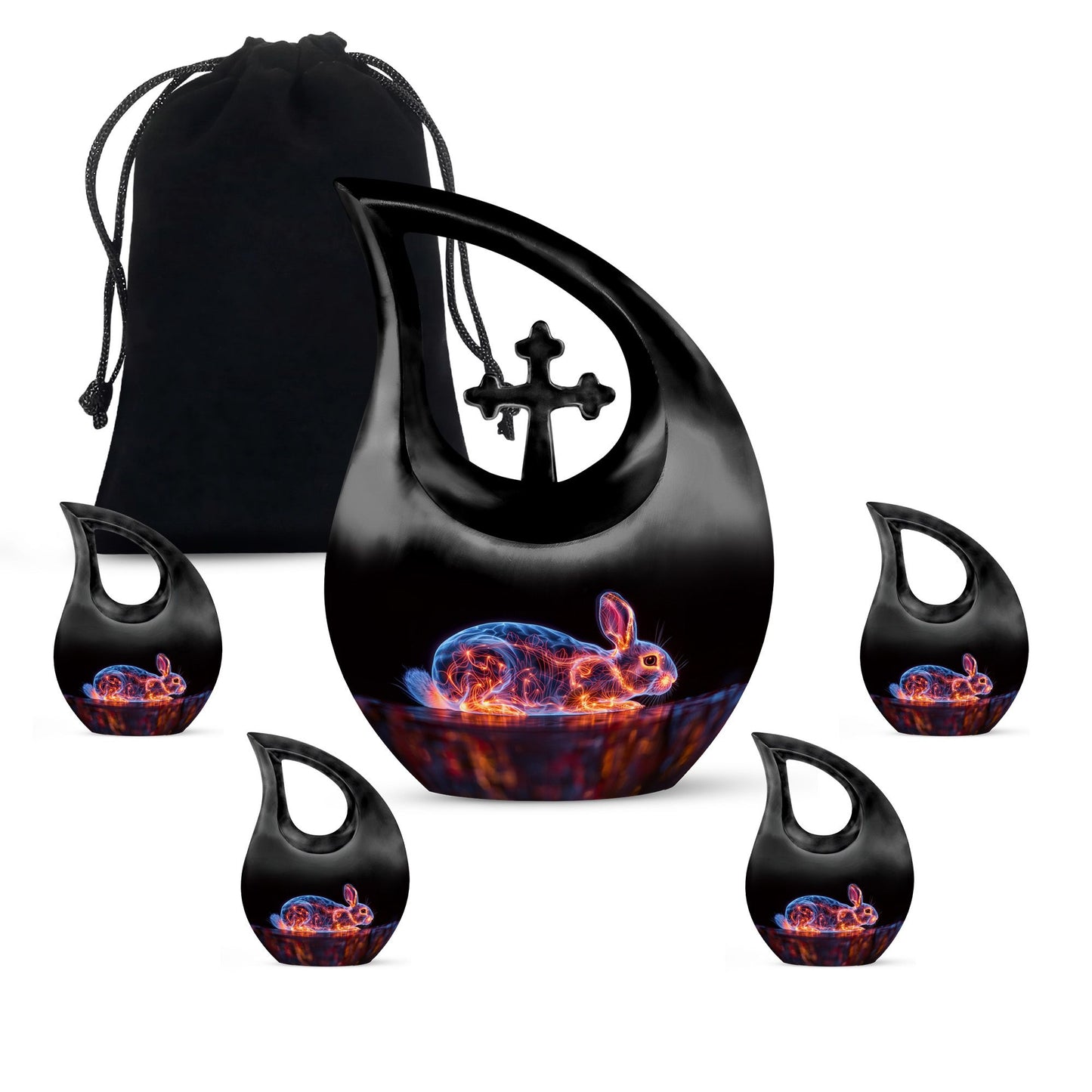 Illuminated Hare Aura urn with Cross Drop design, large and engravable