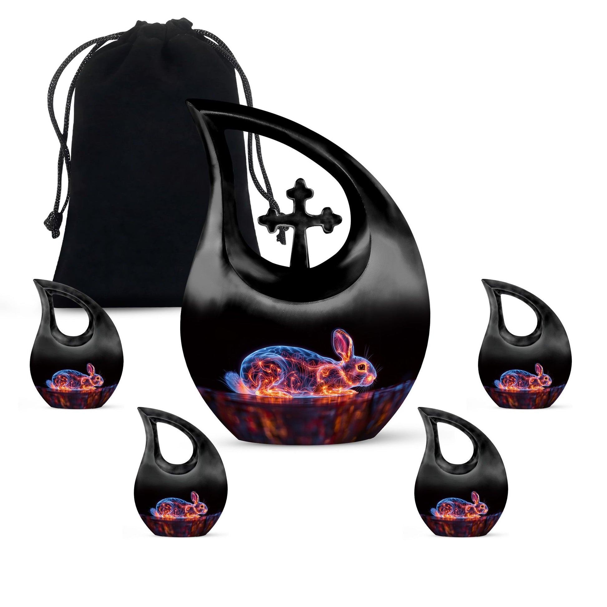Illuminated Hare Aura urn with Cross Drop design, large and engravable
