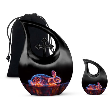 Illuminated Hare Aura urn with Cross Drop design, large and engravable