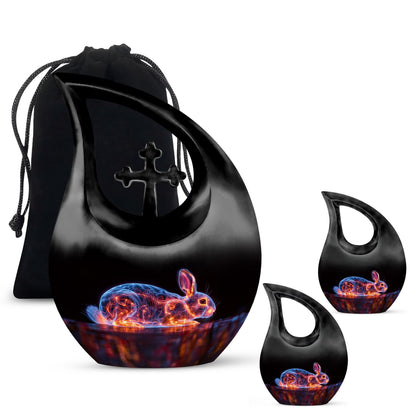 Illuminated Hare Aura urn with Cross Drop design, large and engravable