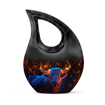 Fiery Highland Spirit Urn with Cross Drop