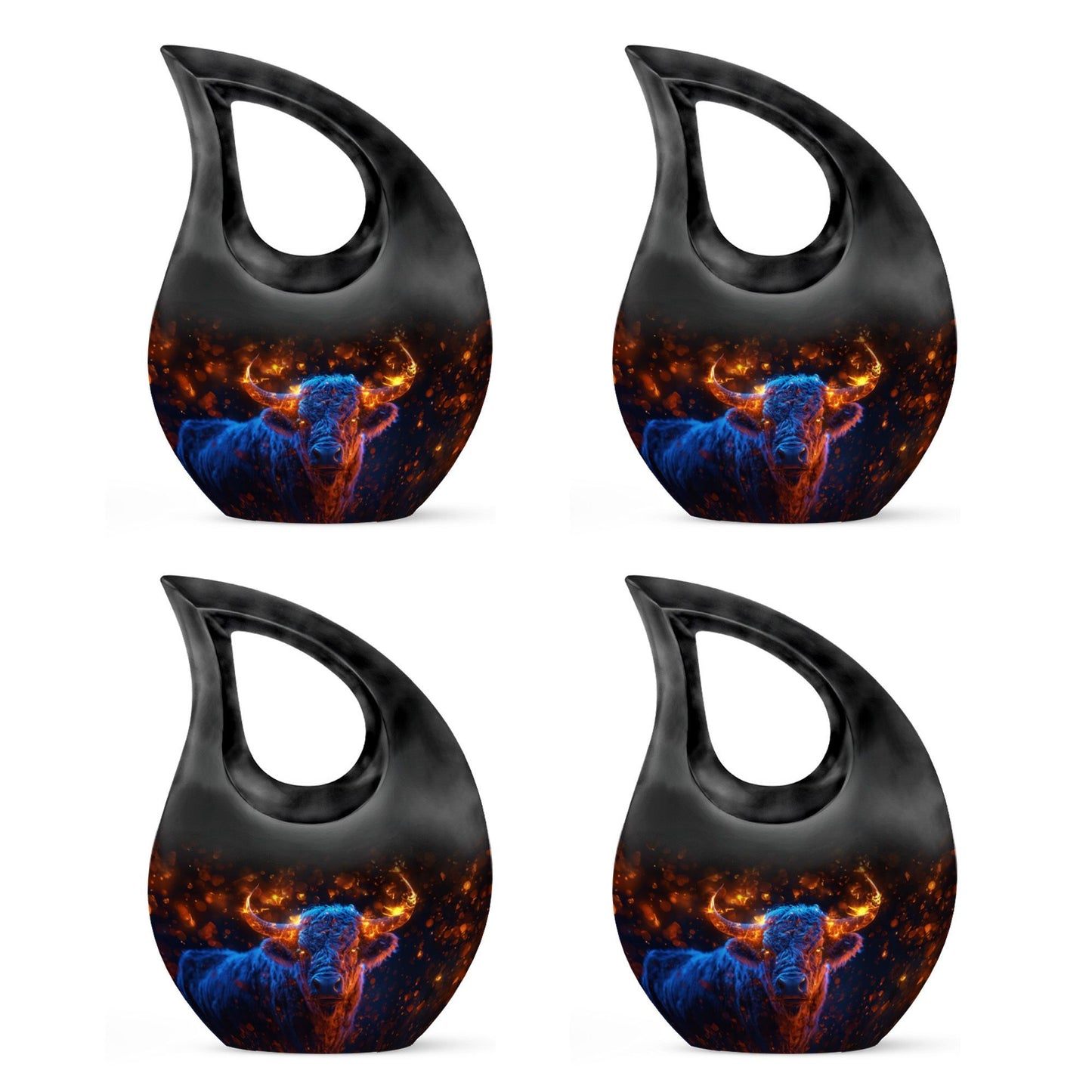 Fiery Highland Spirit Urn with Cross Drop