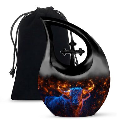 Personalized Bull Cremation Urn for Human Ashes - 10-inch, 200 cu in - Yatskia