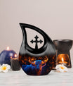 Fiery Highland Spirit Urn with Cross Drop