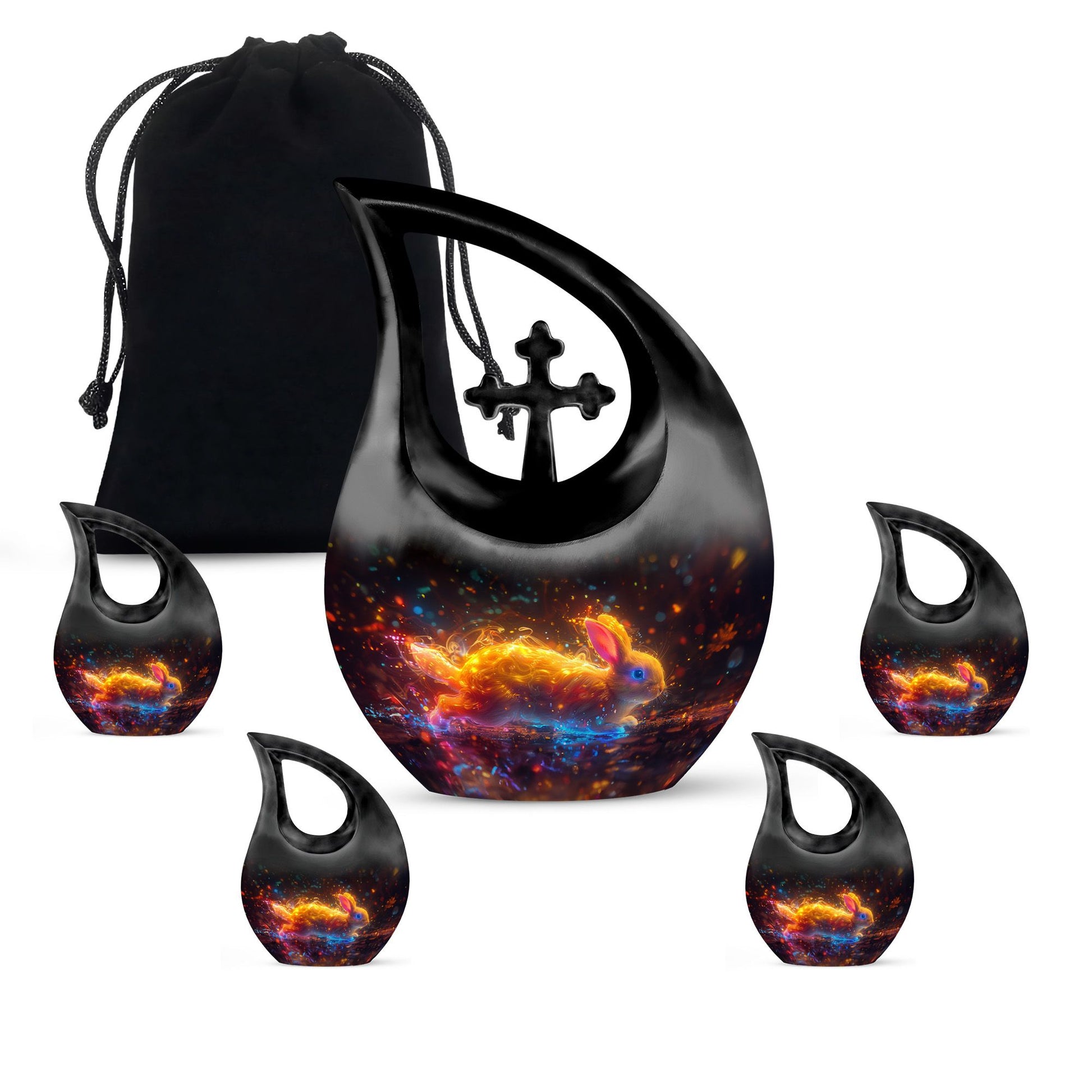 Fiery Rabbit Cremation Ashes Urn - Glowing Bunny Cremation Urns For Sale