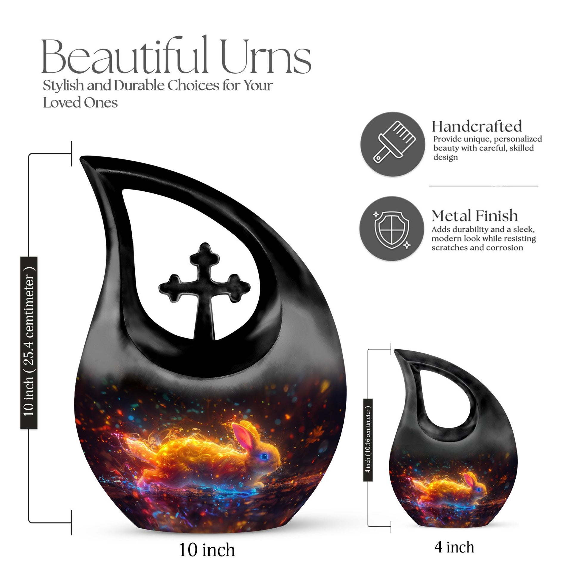 10-inch Enchanted Neon Wilderness Urn with Cross Drop 