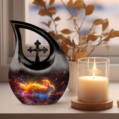 10-inch Enchanted Neon Wilderness Urn with Cross Drop 