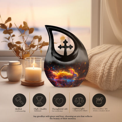 10-inch Enchanted Neon Wilderness Urn with Cross Drop 