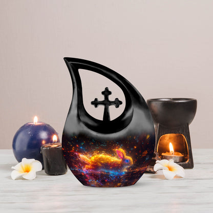 10-inch Enchanted Neon Wilderness Urn with Cross Drop 