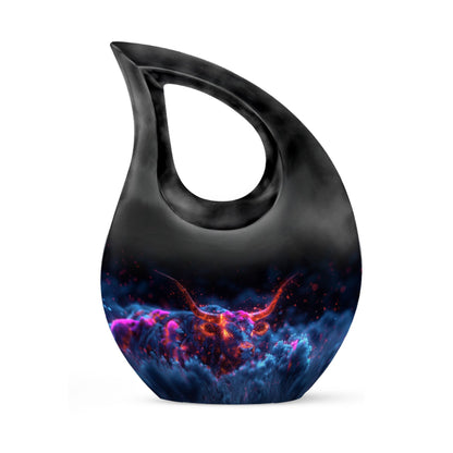 10-inch Astral Bull Mirage urn with a Cross Drop design,