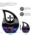 10-inch Astral Bull Mirage urn with a Cross Drop design,