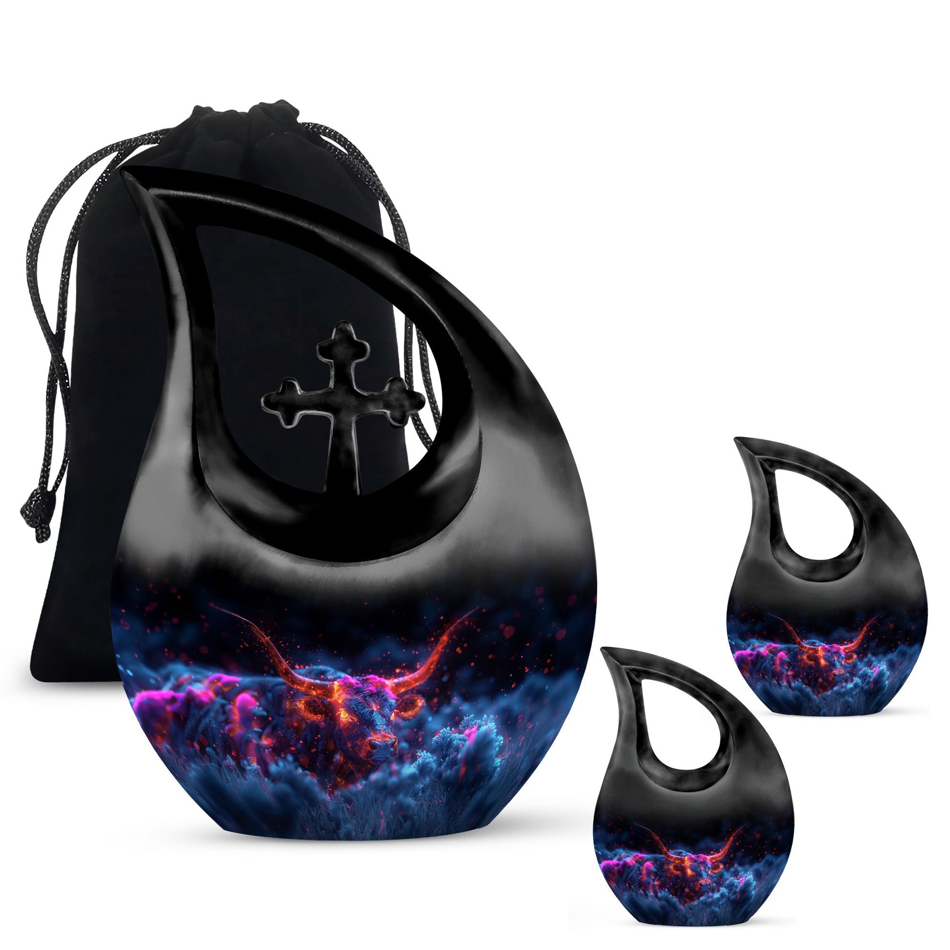 10-inch Astral Bull Mirage urn with a Cross Drop design,
