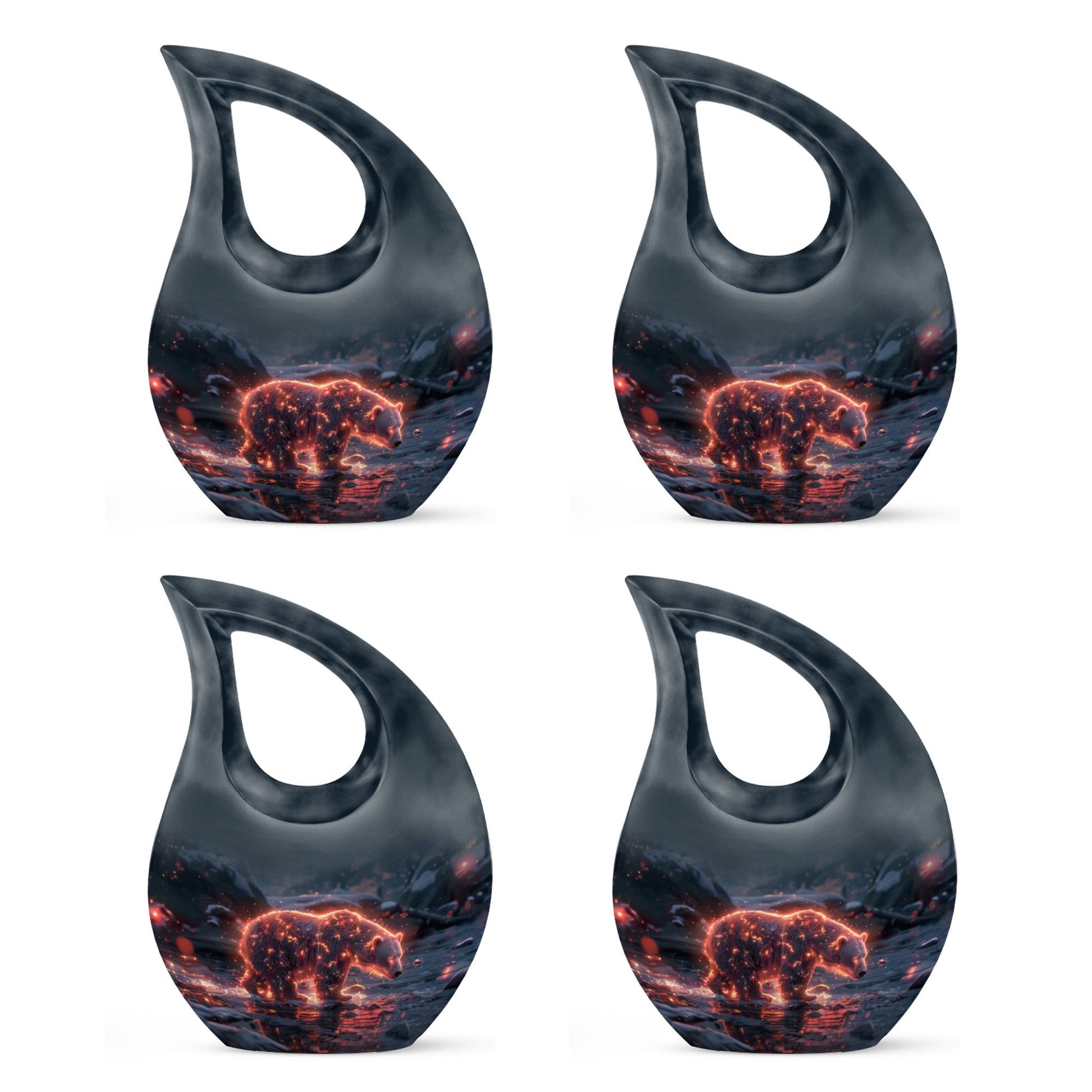 Fiery Polar Bear Urn for Funeral - Polar Bear Cremation Urn