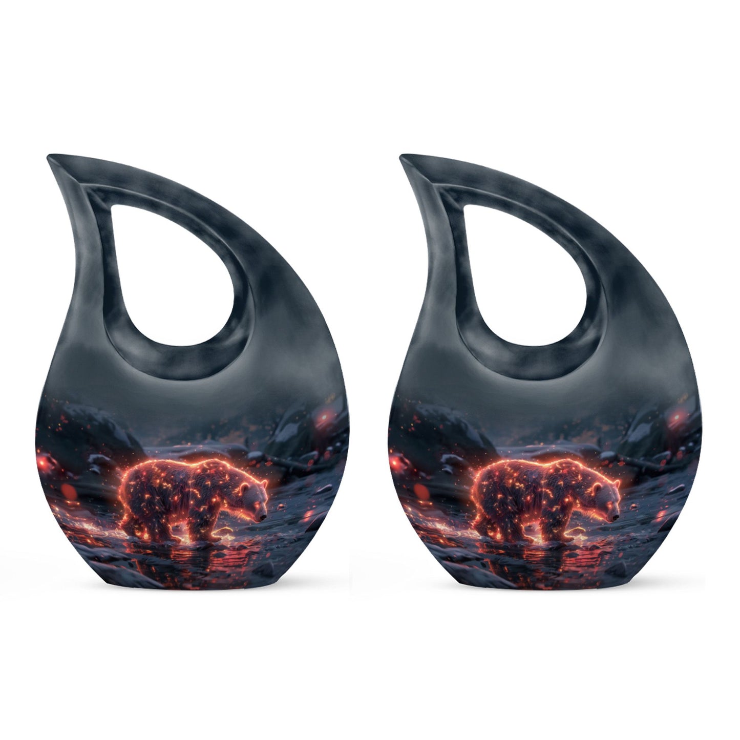 Fiery Frost Bear Urn with cross drop design