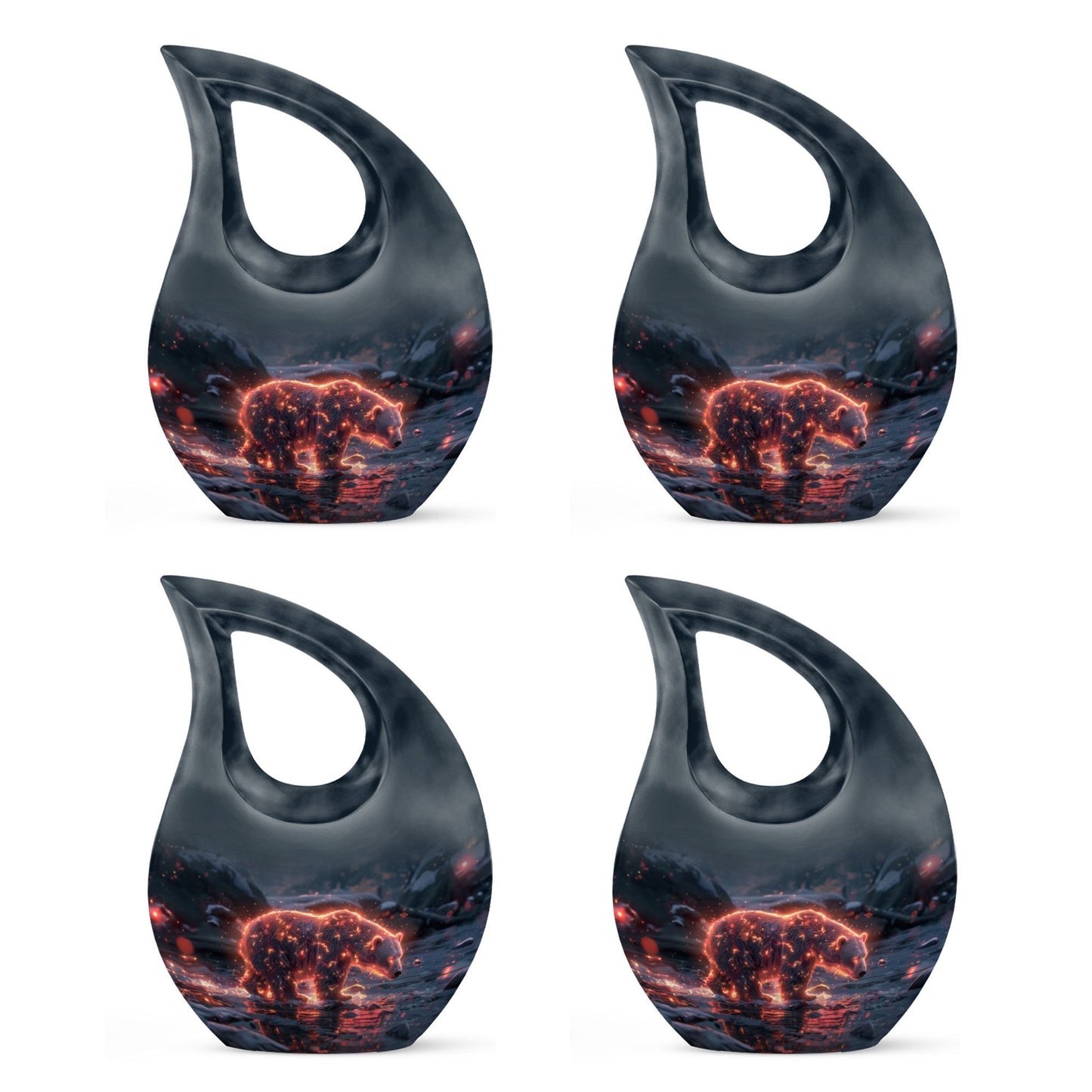 Fiery Frost Bear Urn with cross drop design