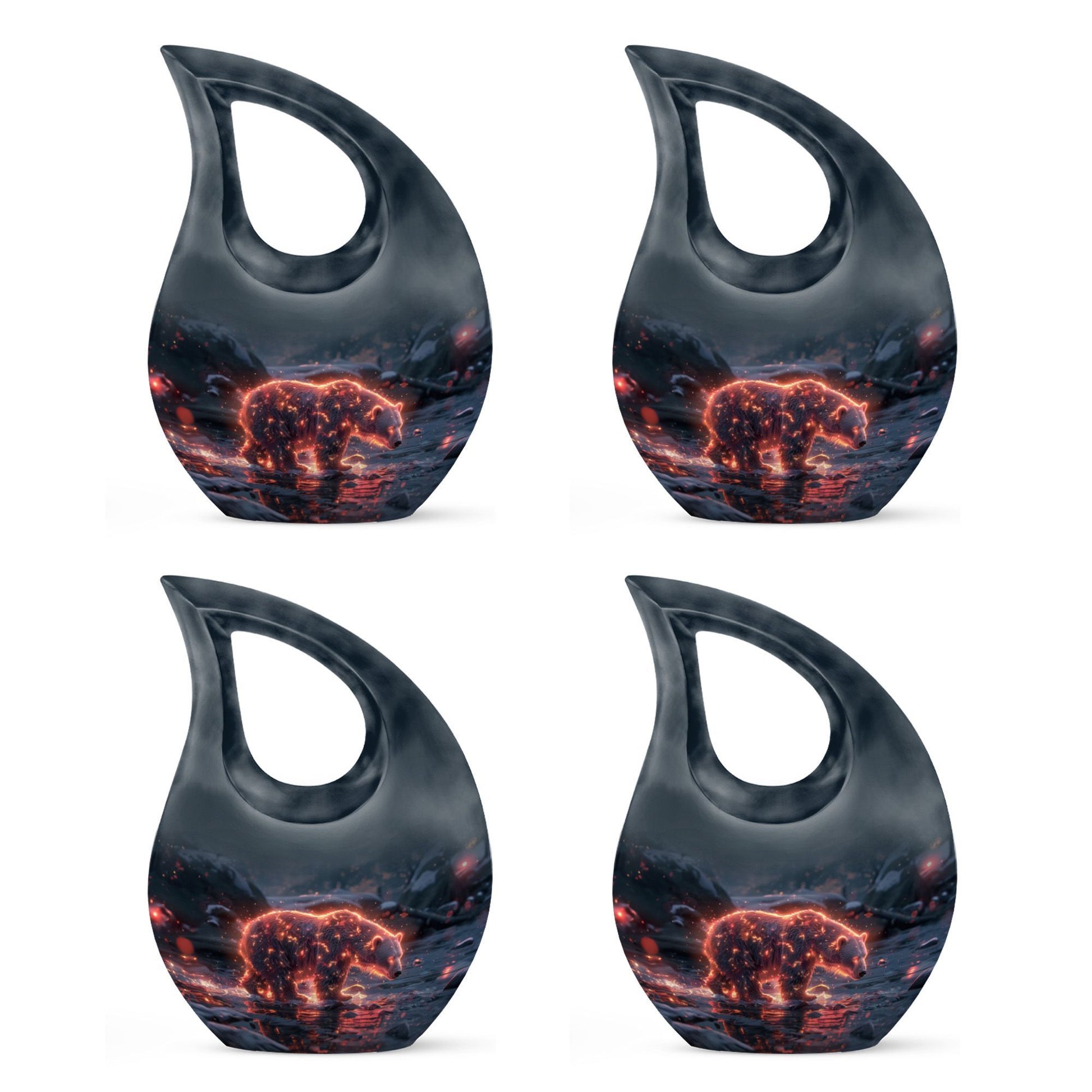 Fiery Frost Bear Urn with cross drop design
