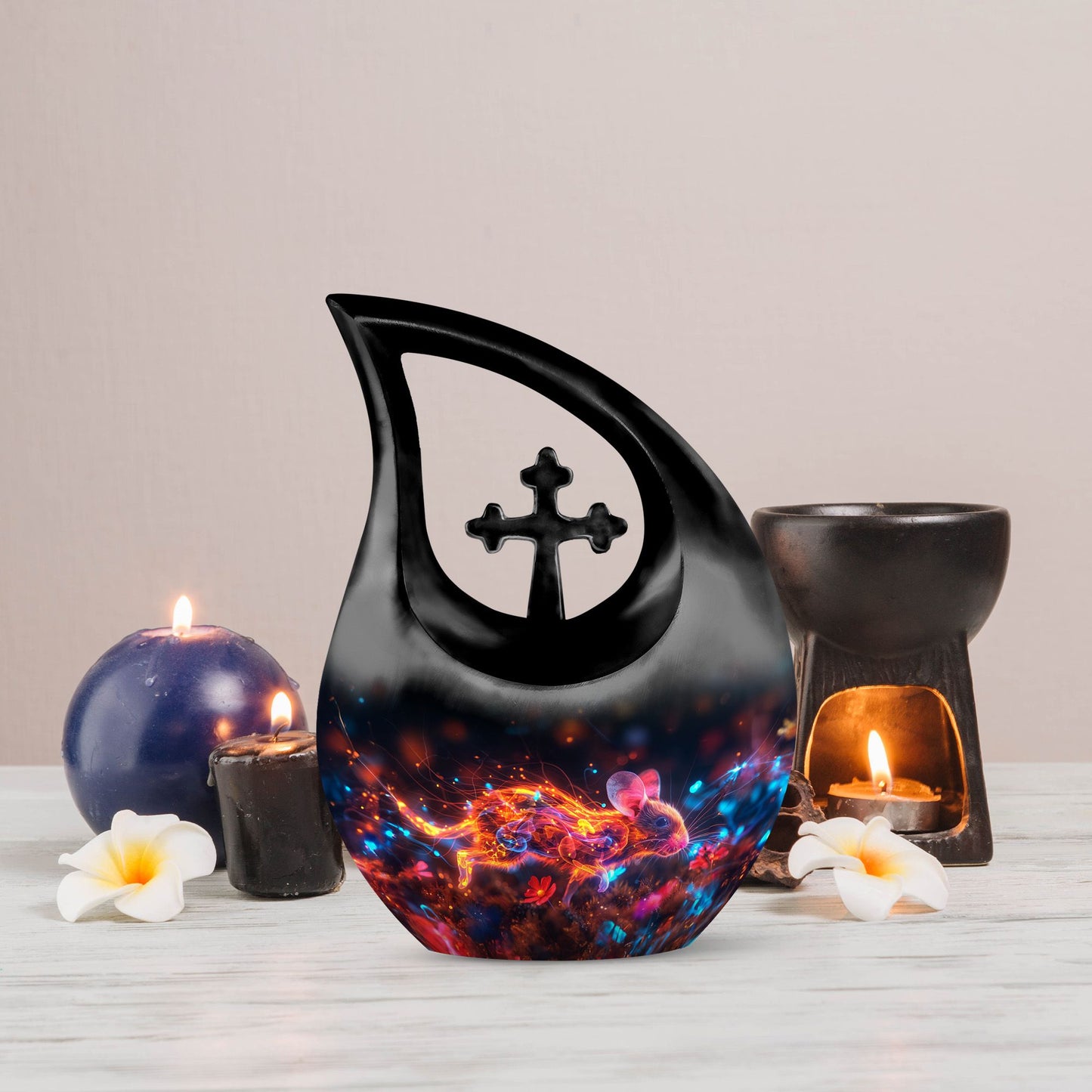 10-inch Fantasy Firelight Mouse Urn 