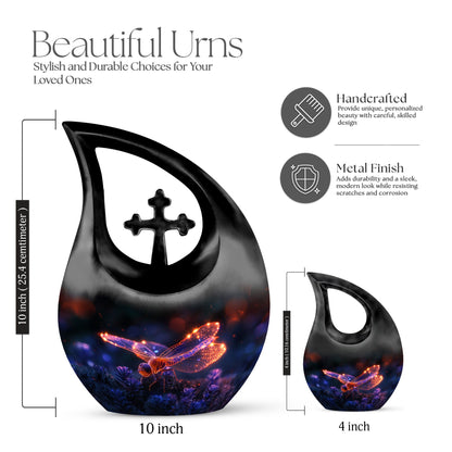 10-inch Neon Flight Insect Urn, Cross Drop design, 