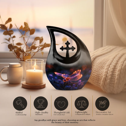 10-inch Neon Flight Insect Urn, Cross Drop design, 