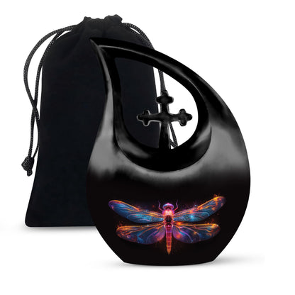 Personalized Dragonfly Cremation Urn for Women - 10-inch, 200 cu in - Yatskia