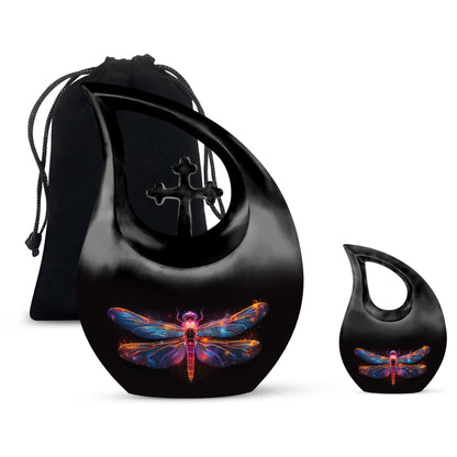Personalized Dragonfly Cremation Urn for Women - 10-inch, 200 cu in - Yatskia