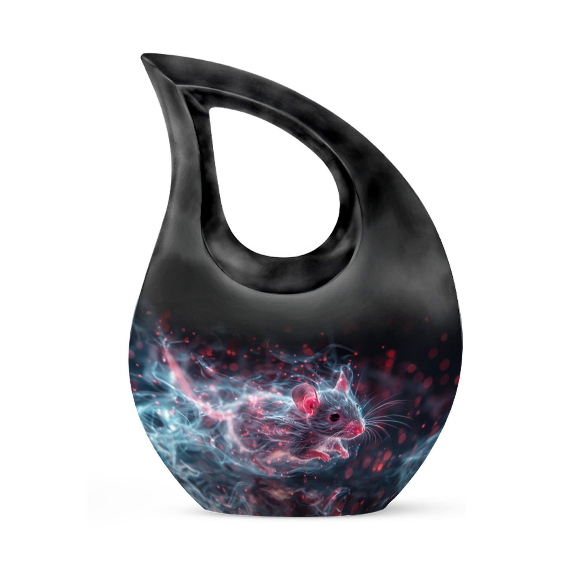 10-inch Mystical Nebula Mouse urn with Cross Drop design
