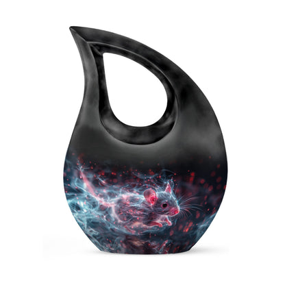 10-inch Mystical Nebula Mouse urn with Cross Drop design