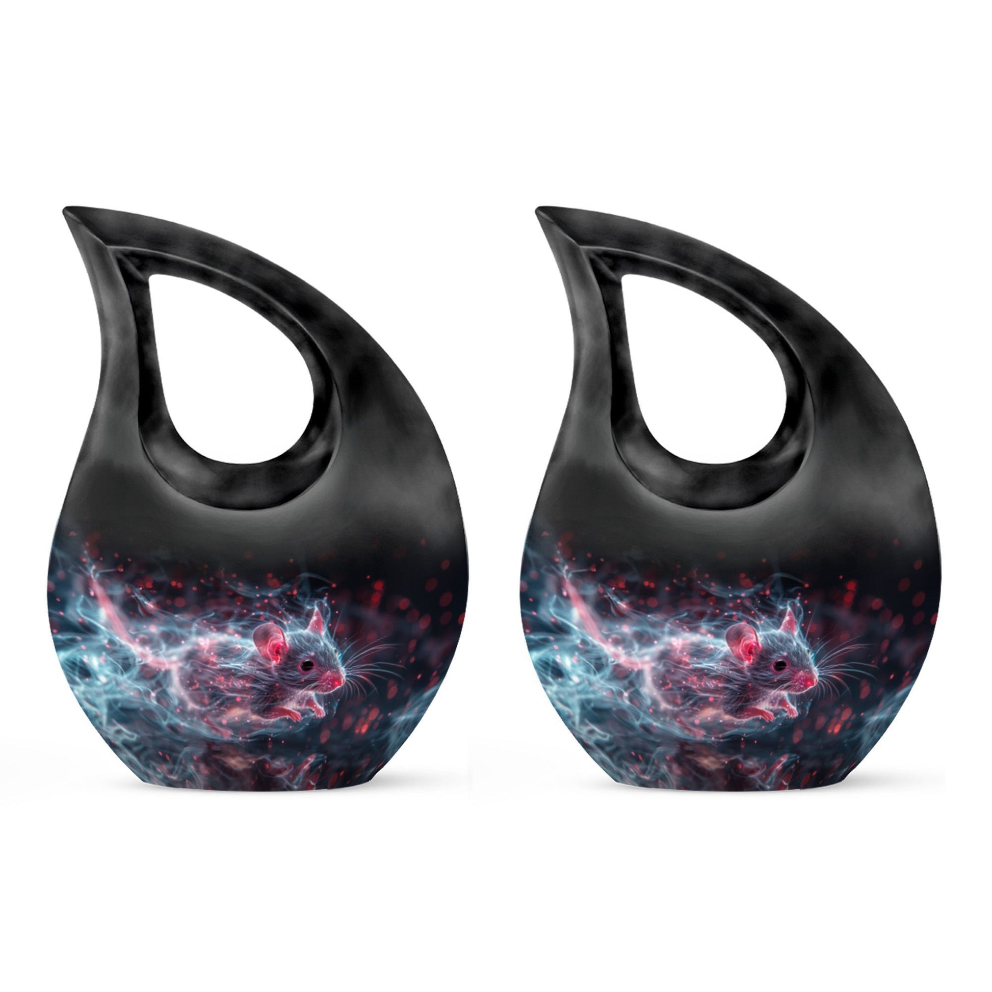 10-inch Mystical Nebula Mouse urn with Cross Drop design