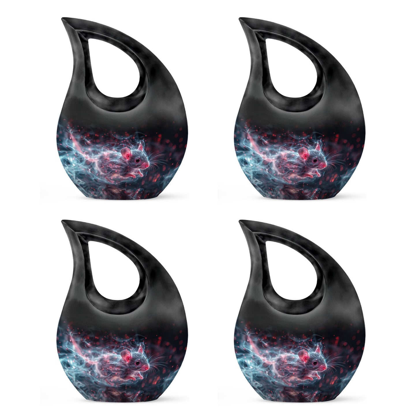 10-inch Mystical Nebula Mouse urn with Cross Drop design