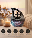 10-inch Mystical Nebula Mouse urn with Cross Drop design